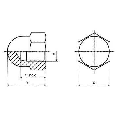 TOOLCRAFT M4 D1587-STAHL: A2K 194787 zeskantige dopmoeren M4 DIN 1587 staal verzinkt 10 st.
