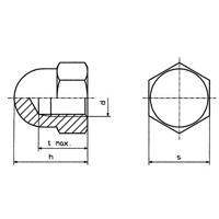 TOOLCRAFT M4 D1587-STAHL: A2K 194787 zeskantige dopmoeren M4 DIN 1587 staal verzinkt 10 st.