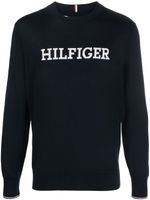 Tommy Hilfiger pull en coton à logo intarsia - Bleu