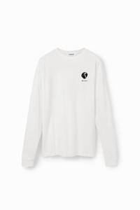 Oversized T-shirt met yin en yang - WHITE - XL