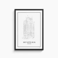 Poster Het Witte Huis - Rotterdam Met Lijst A4 (21 x 30cm)