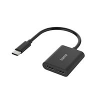 Hama Audio-adapter 2in1 USB-C-st. - 2x USB-C-aansl. Audio + Opladen - thumbnail