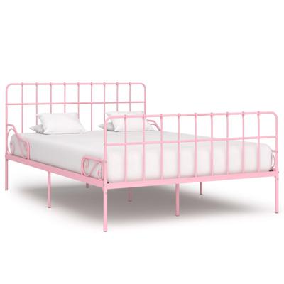 vidaXL Bedframe met lattenbodem metaal roze 160x200 cm
