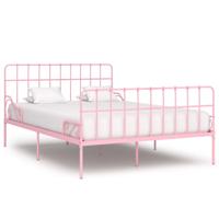 vidaXL Bedframe met lattenbodem metaal roze 160x200 cm