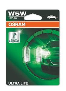 Glassokkel-gloeilamp W5W Ultra Life 5W [12V] (2 st.) OSRAM, Spanning (Volt)12V