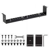 Compacte kabelorganizer Maclean MC-107 voor onder het bureau 85 cm, robuust staal, schroefbevestiging, draagvermogen 5 kg, organizer met stekkerdoos en kabelafdekking (Zwart)