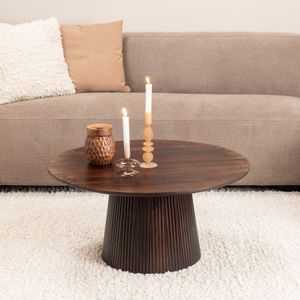 Livingfurn Ronde Salontafel Salvator Mangohout, 80cm - Walnoot