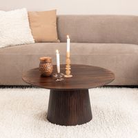 Livingfurn Ronde Salontafel Salvator Mangohout, 80cm - Walnoot - thumbnail