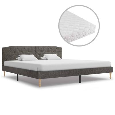 vidaXL Bed met matras stof donkergrijs 180x200 cm