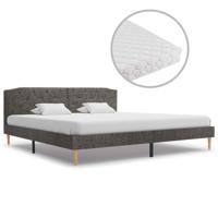 vidaXL Bed met matras stof donkergrijs 180x200 cm