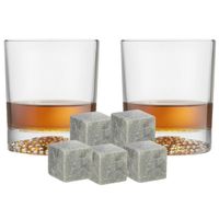 Luxe whiskyglazen set 4x stuks 290 ml met 9x whisky ijsblokstenen