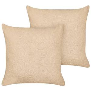 Beliani-LEUZEA-Sierkussen set van 2-Zandbeige-60 x 60 cm-Bouclé