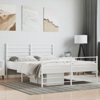 Bedframe met hoofd- en voeteneinde metaal wit 150x200 cm - thumbnail