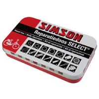 Simson reparatiedoos Select 12,5 cm aluminium rood/wit 23 delig