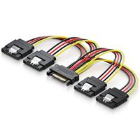 deleyCON 0,15m S-ATA Voedingsadapter Y-Adapter - 1x SATA-Bus naar 4x SATA-Stekker - Interne HDD SSD SATA Voedingskabel - Voorziet tot 4 Apparaten van Stroom - Y SATA-Voedingskabel
