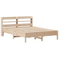 vidaXL Bedframe met hoofdbord massief grenenhout 160x200 cm, bed, slaapkamermeubel, houten bed, tweepersoonsbed, houten bedframe, bedbodem