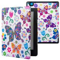 Lunso Geschikt voor Kobo Aura H20 Edition 2 hoes (6.8 inch) - sleepcover - Vlinders