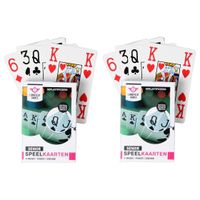 2x Senior speelkaarten plastic poker/bridge/kaartspel