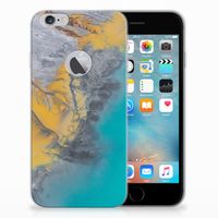 Apple iPhone 6 Plus | 6s Plus TPU Siliconen Hoesje Marble Blue Gold - thumbnail