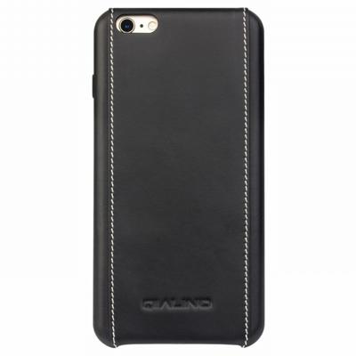 Qialino - iPhone 6 / 6s Hoesje - Black Leather Case Cross Grain Wit