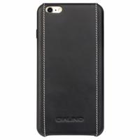 Qialino - iPhone 6 / 6s Hoesje - Black Leather Case Cross Grain Wit