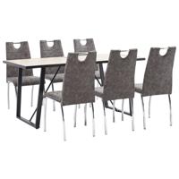 vidaXL 7-delige Eethoek kunstleer bruin