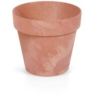 Kunststof bloempotten/plantenpotten betonlook 14 cm terracotta