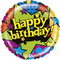 Folie ballon sterren Happy Birthday 53 cm   - - thumbnail