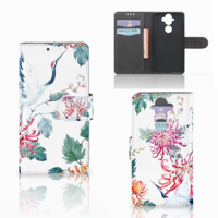 Nokia 8 Sirocco | Nokia 9 Telefoonhoesje met Pasjes Bird Flowers