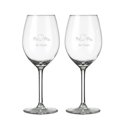 Wit wijnglas graveren - 2 stuks