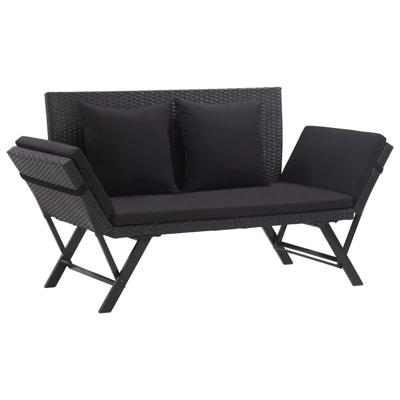 vidaXL Tuinbank met kussens 176 cm poly rattan zwart vidaXL Tuinbank met kussens 176 cm poly rattan zwart