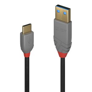 Lindy 36886 1m USB A USB C Mannelijk Mannelijk Zwart, Grijs USB-kabel