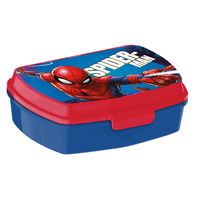 Marvel Spiderman broodtrommel/lunchbox voor kinderen - blauw/rood - kunststof - 20 x 10 cm - thumbnail