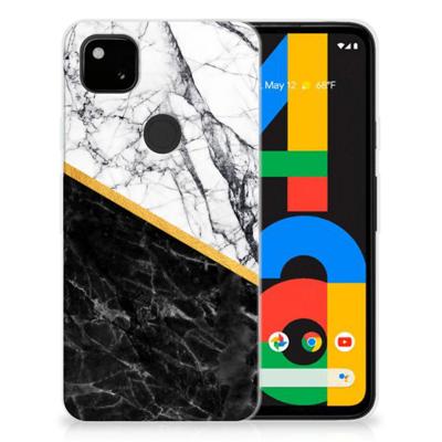 Google Pixel 4a TPU Siliconen Hoesje Marmer Wit Zwart - Origineel Cadeau Man Google Pixel 4a TPU Siliconen Hoesje Marmer Wit Zwart - Origineel Cadeau Man