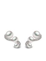 Yoko London puces d'oreilles Sleek en or blanc 18ct ornées de perles Akoya et diamants - Argent