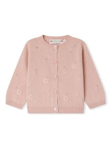 Bonpoint cardigan Claudie à fleurs brodées - Rose