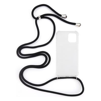 Shop4 - iPhone 12 Pro Hoesje - Zachte Back Case met Koord Zwart