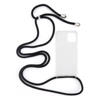 Shop4 - iPhone 12 Pro Hoesje - Zachte Back Case met Koord Zwart