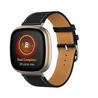 By Qubix - Compatible met Fitbit Versa 3/4 & Sense 1/2 leren bandje - Zwart - Compatible fitbit bandje