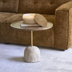 Rivièra Maison Salontafel Malibu Travertin en mangohout, 55cm - Bruin - Rond