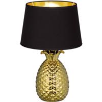 LED Tafellamp - Tafelverlichting - Trion Pinaply - E27 Fitting - Rond - Mat Goud - Keramiek