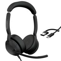 Jabra Evolve2 50 On Ear headset Telefoon Kabel, Bluetooth Stereo Zwart Ruisonderdrukking (microfoon), Noise Cancelling