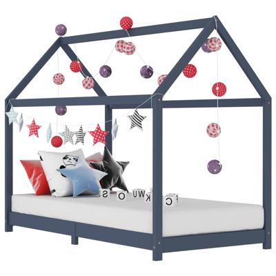 vidaXL Kinderbedframe massief grenenhout grijs 70x140 cm