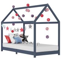 vidaXL Kinderbedframe massief grenenhout grijs 70x140 cm