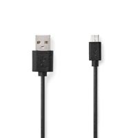 USB kabel | USB 2.0 | USB-A stekker | USB Micro-B stekker | 480 Mbps | 7,5 W | vernikkeld | 1,00 m | rond | PVC | zwart | plastic zak