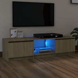 Tv-meubel met LED-verlichting 140x40x35,5 cm sonoma eikenkleur