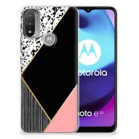 Motorola Moto E20 | E40 TPU Hoesje Zwart Roze Vormen - thumbnail