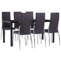 vidaXL 7-delige Eethoek kunstleer bruin