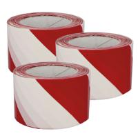 Afzetlint - 3x - rood/wit - 70 mm x 200 m - polyethyleen - markeerlint - afzettape