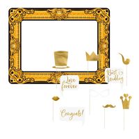 Bruiloft foto prop set met frame - 11-delig - opblaasbare fotolijst - photo booth accessoires - thumbnail